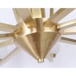 Lampadario a sospensione retrò vintage in ottone con paralumi in vetro