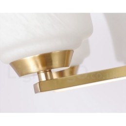 Lampadario a sospensione in ottone puro, grande, rustico, retrò, vintage, con 15 luci e paralumi in vetro
