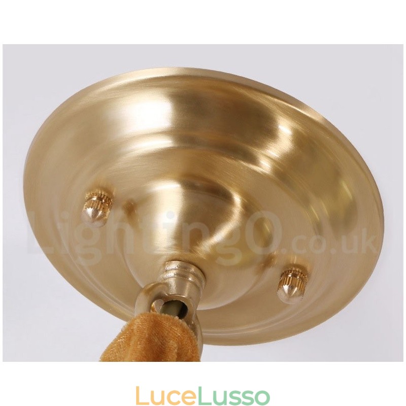 Lampada a sospensione in stile nordico rustico in ottone puro con paralume in vetro