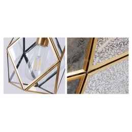 Lampada a sospensione in stile nordico rustico in ottone puro con paralume in vetro
