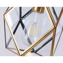 Lampada a sospensione in stile nordico rustico in ottone puro con paralume in vetro