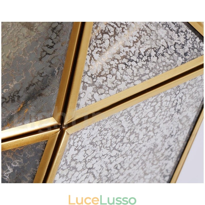 Lampada a sospensione in stile nordico rustico in ottone puro con paralume in vetro