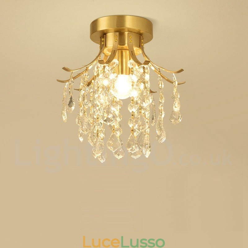 Luci da soffitto in cristallo a filo in stile nordico rustico in ottone puro