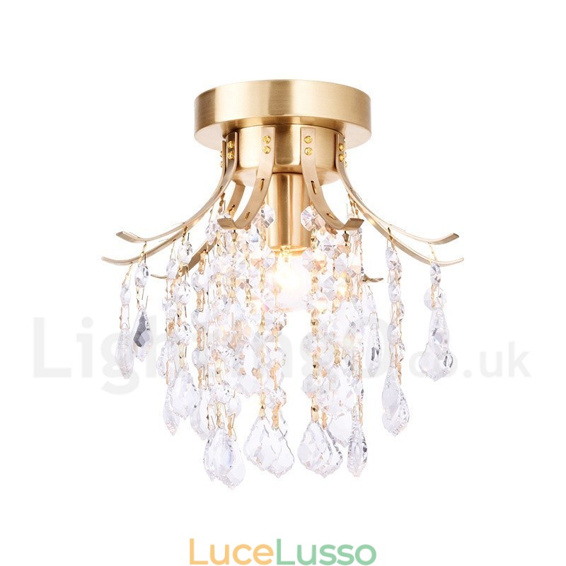 Luci da soffitto in cristallo a filo in stile nordico rustico in ottone puro