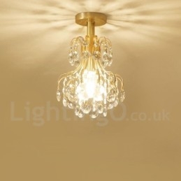 Luci da soffitto in cristallo a filo in stile nordico rustico in ottone puro