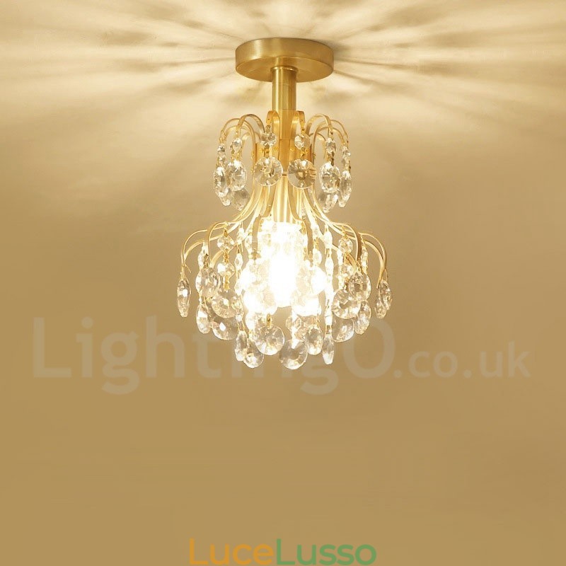 Luci da soffitto in cristallo a filo in stile nordico rustico in ottone puro