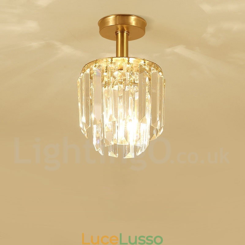 Luci da soffitto in cristallo a filo in stile nordico rustico in ottone puro
