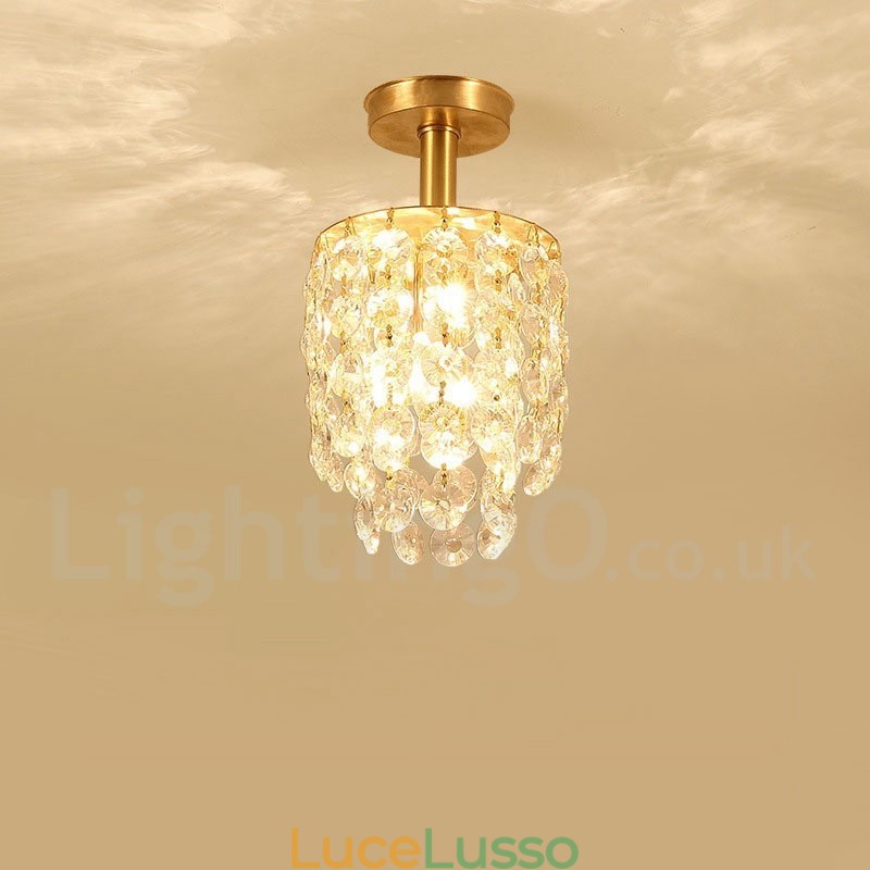 Luci da soffitto in cristallo a filo in stile nordico rustico in ottone puro