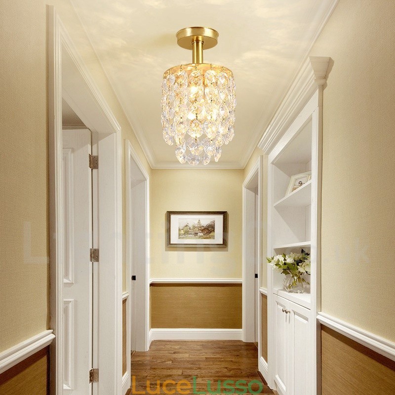 Luci da soffitto in cristallo a filo in stile nordico rustico in ottone puro