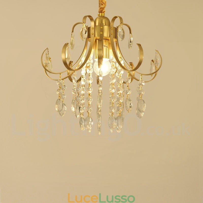 Luci da soffitto in cristallo a filo in stile nordico rustico in ottone puro