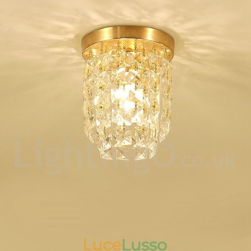 Luci da soffitto in cristallo a filo in stile nordico rustico in ottone puro