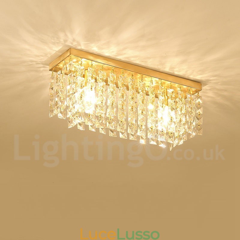 Luci da soffitto in cristallo a filo in stile nordico rustico in ottone puro