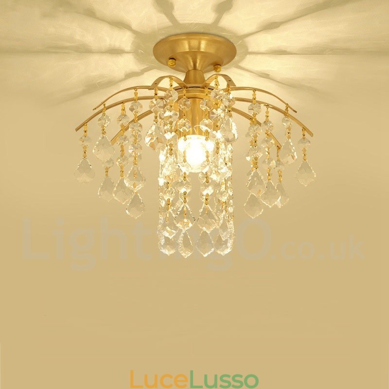 Luci da soffitto in cristallo a filo in stile nordico rustico in ottone puro