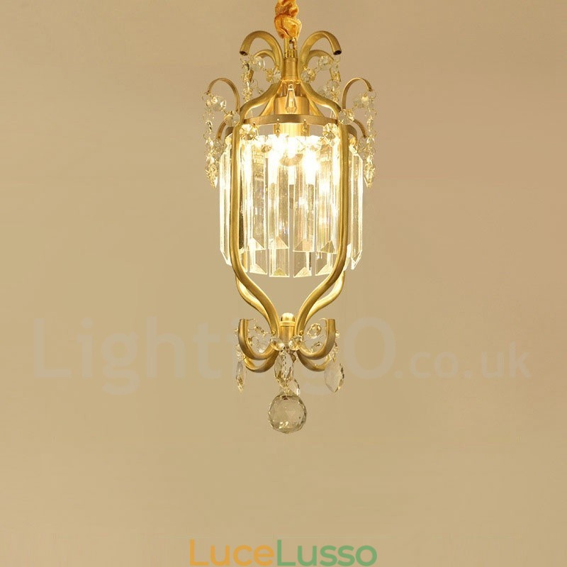 Luci da soffitto in cristallo a filo in stile nordico rustico in ottone puro