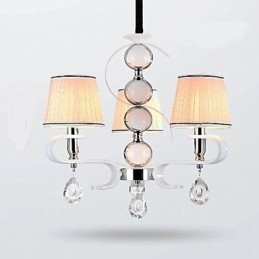 Lampadario in tessuto 3 luci Lampada di alta qualità Anello in argento e giada bianca