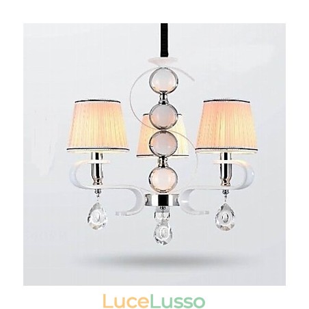 Lampadario in tessuto 3 luci Lampada di alta qualità Anello in argento e giada bianca Lampadario in tessuto 3 luci Lampada di alta qualità Anello in argento e giada bianca