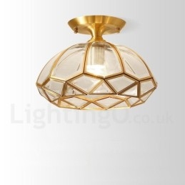Lampada da soffitto a filo in ottone puro stile rustico nordico con paralume in vetro