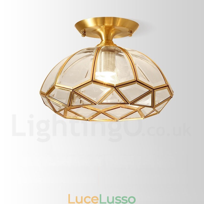 Lampada da soffitto a filo in ottone puro stile rustico nordico con paralume in vetro