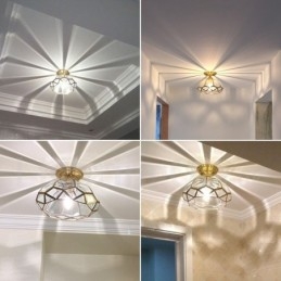 Lampada da soffitto a filo in ottone puro stile rustico nordico con paralume in vetro