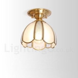 Lampada da soffitto a filo in stile nordico rustico in ottone puro con paralume in vetro