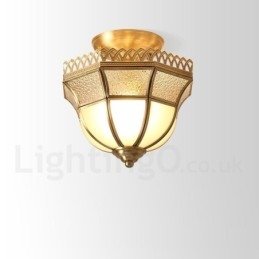 Lampada da soffitto a filo in stile nordico rustico in ottone puro con paralume in vetro