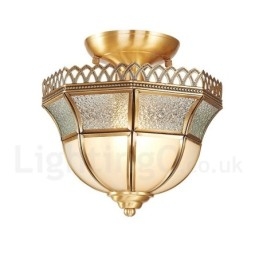 Lampada da soffitto a filo in stile nordico rustico in ottone puro con paralume in vetro