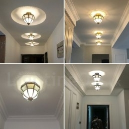 Lampada da soffitto a filo in stile nordico rustico in ottone puro con paralume in vetro