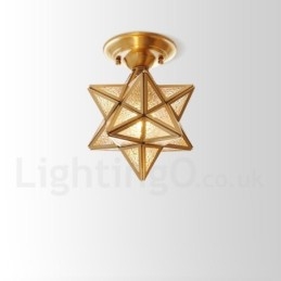 Lampada da soffitto a filo in ottone puro stile rustico nordico con paralume in vetro