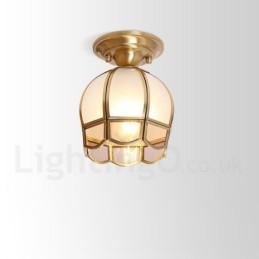 Lampada da soffitto a filo in stile nordico rustico in ottone puro con paralume in vetro