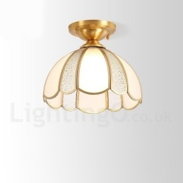 Lampada da soffitto a filo in ottone puro stile rustico nordico con paralume in vetro
