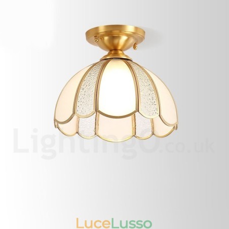 Lampada da soffitto a filo in ottone puro stile rustico nordico con paralume in vetro Lampada da soffitto a filo in ottone puro stile rustico nordico con paralume in vetro
