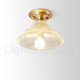 Lampada da soffitto a filo in stile nordico rustico in ottone puro con paralume in vetro