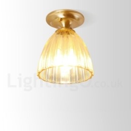 Lampada da soffitto a filo in stile nordico rustico in ottone puro con paralume in vetro
