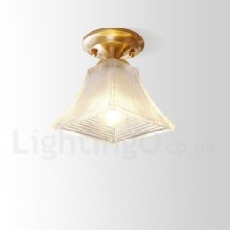 Lampada da soffitto a filo in ottone puro stile rustico nordico con paralume in vetro