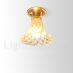Lampada da soffitto a filo in ottone puro stile rustico nordico con paralume in vetro