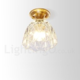 Lampada da soffitto a filo in stile nordico rustico in ottone puro con paralume in vetro