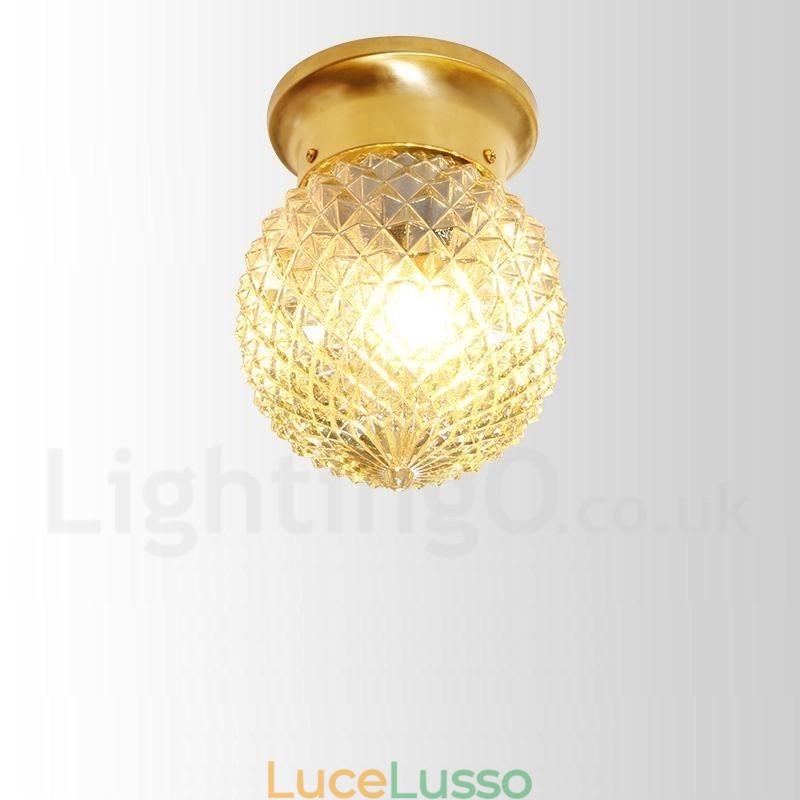 Lampada da soffitto a filo in ottone puro stile rustico nordico con paralume in vetro