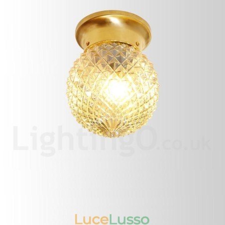 Lampada da soffitto a filo in ottone puro stile rustico nordico con paralume in vetro Lampada da soffitto a filo in ottone puro stile rustico nordico con paralume in vetro