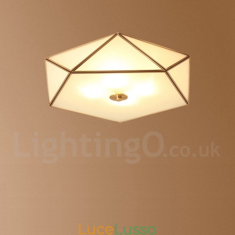 Lampada da soffitto a filo in ottone puro stile rustico nordico con paralume in vetro