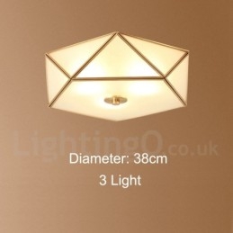 Lampada da soffitto a filo in ottone puro stile rustico nordico con paralume in vetro