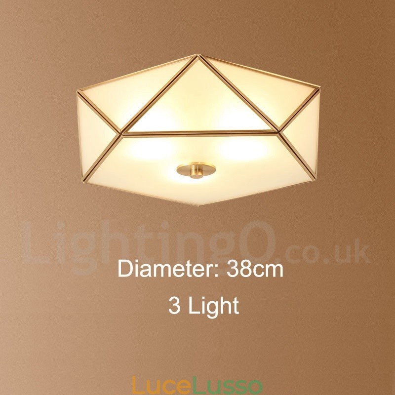 Lampada da soffitto a filo in ottone puro stile rustico nordico con paralume in vetro