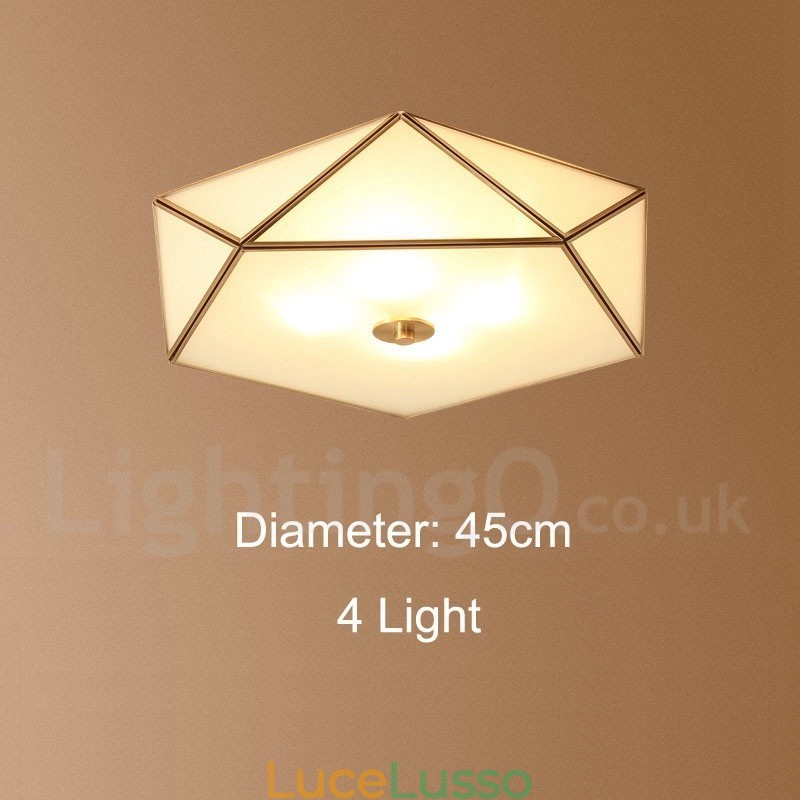 Lampada da soffitto a filo in ottone puro stile rustico nordico con paralume in vetro
