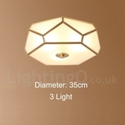 Lampada da soffitto a filo in stile nordico rustico in ottone puro con paralume in vetro