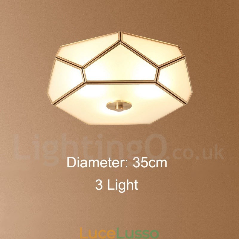 Lampada da soffitto a filo in stile nordico rustico in ottone puro con paralume in vetro