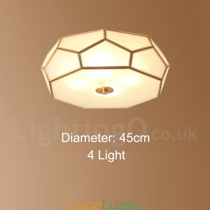Lampada da soffitto a filo in stile nordico rustico in ottone puro con paralume in vetro