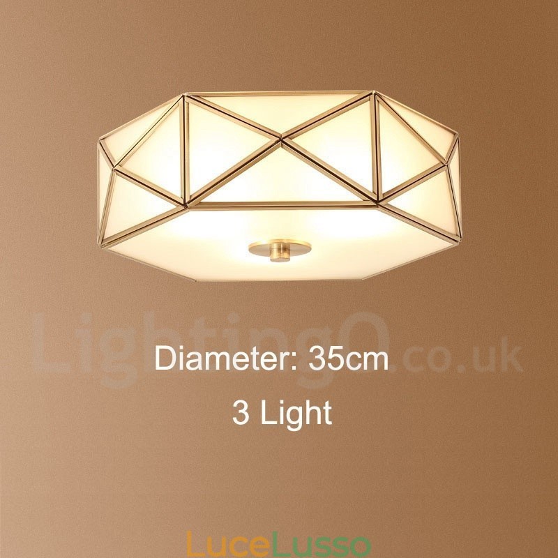 Lampada da soffitto a filo in ottone puro stile rustico nordico con paralume in vetro