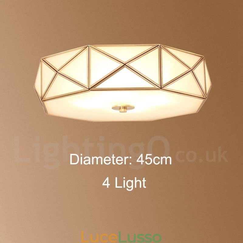Lampada da soffitto a filo in ottone puro stile rustico nordico con paralume in vetro
