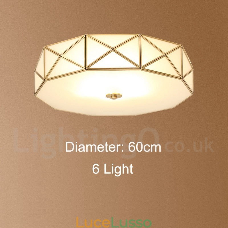 Lampada da soffitto a filo in ottone puro stile rustico nordico con paralume in vetro