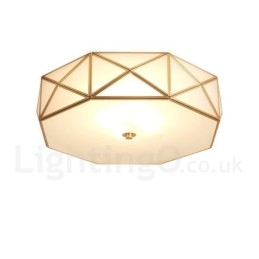 Lampada da soffitto a filo in ottone puro stile rustico nordico con paralume in vetro
