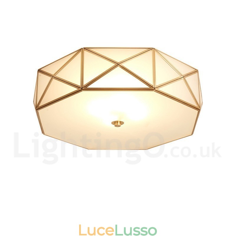 Lampada da soffitto a filo in ottone puro stile rustico nordico con paralume in vetro